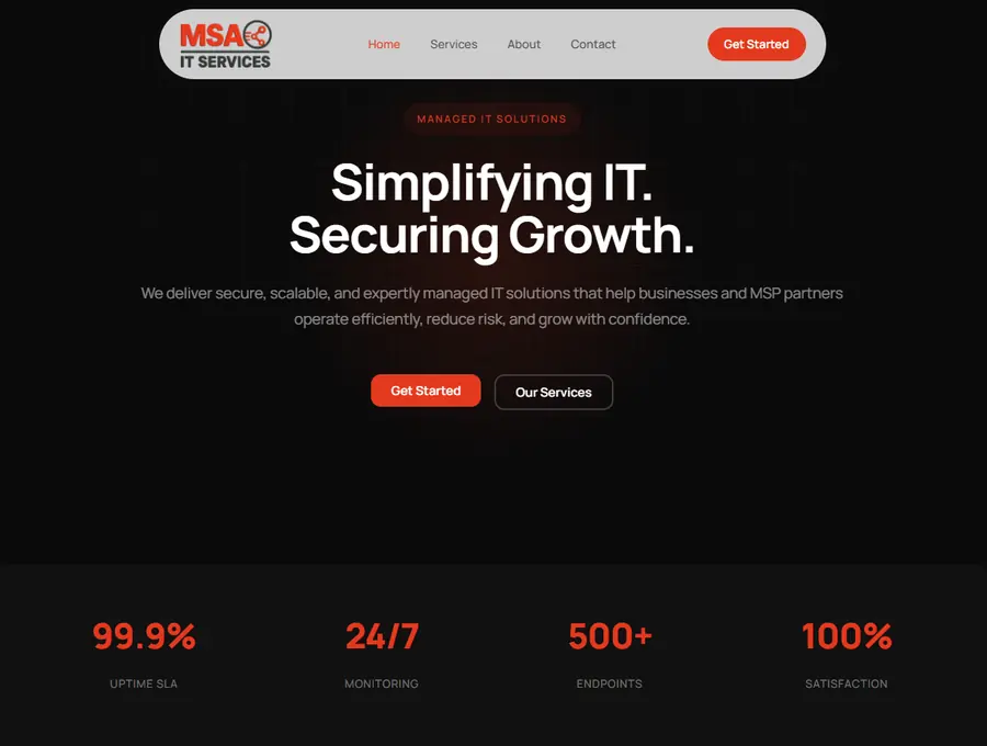 MSA IT Services website, desktop