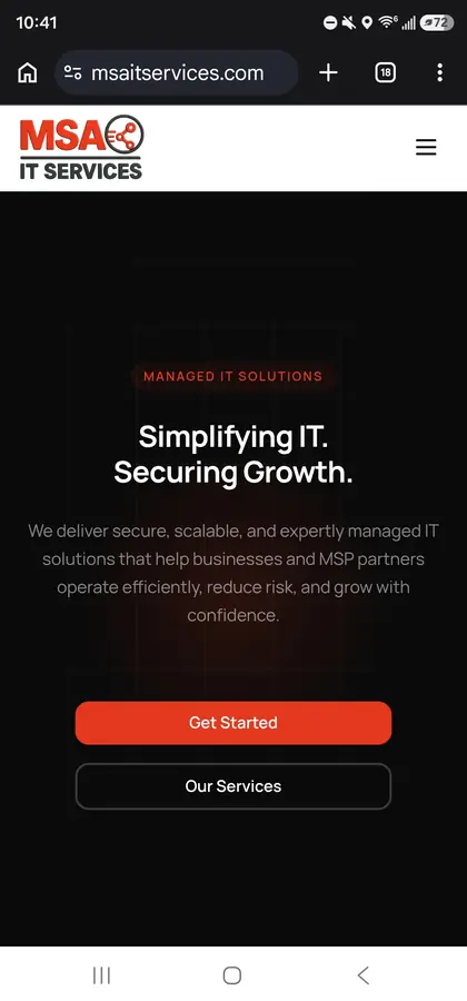 MSA IT Services website, mobile